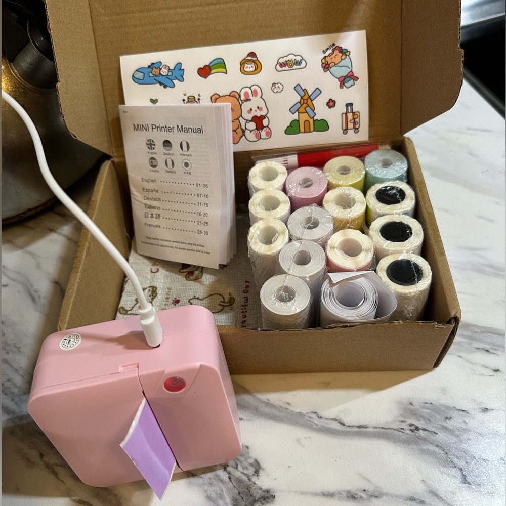 4/$20 Mini Kids Sticker Printer - with Multi-Color Paper Rolls